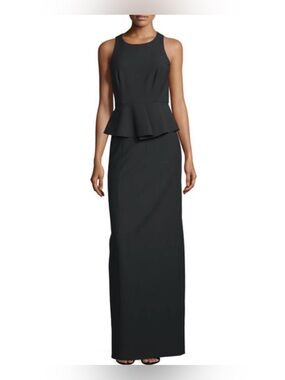 🔥SALE NWT Classic Black Sleeveless Peplum Gown, sz 38 (US 2)